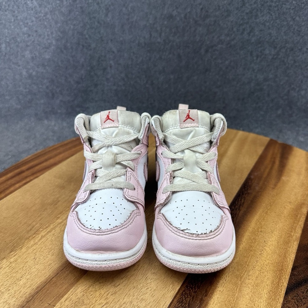 Nike Air Jordan 1 Mid Pink Foam/White Toddler Sneakers DQ8425-608 Size 8C - Picture 3 of 11